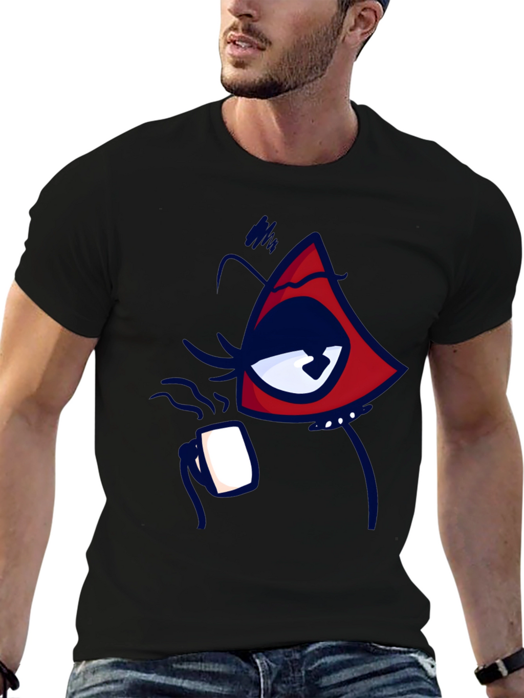 Eye Catching Graphic Tee - Black Cotton Blend