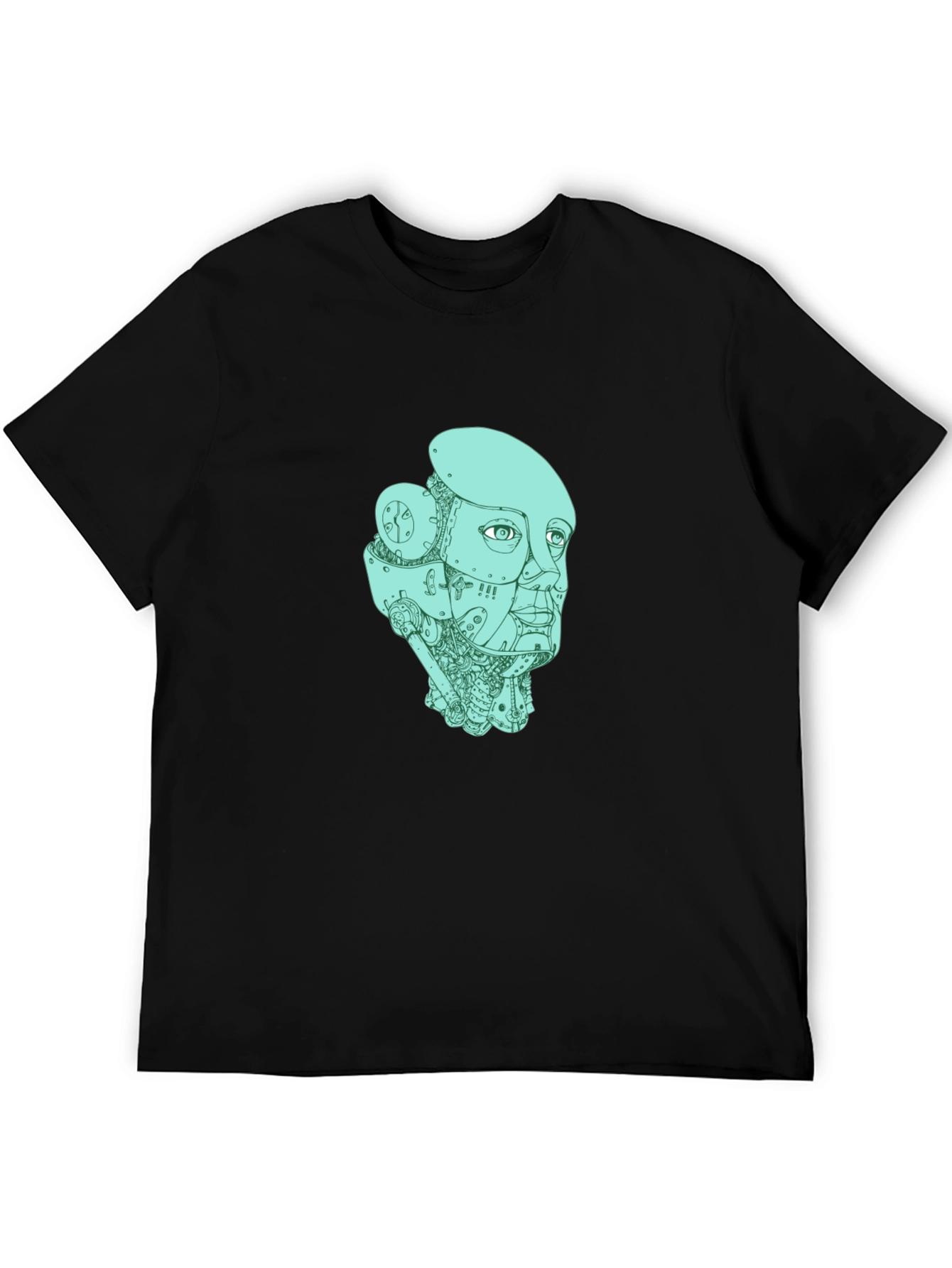 Robot Head Graphic T-Shirt - Black