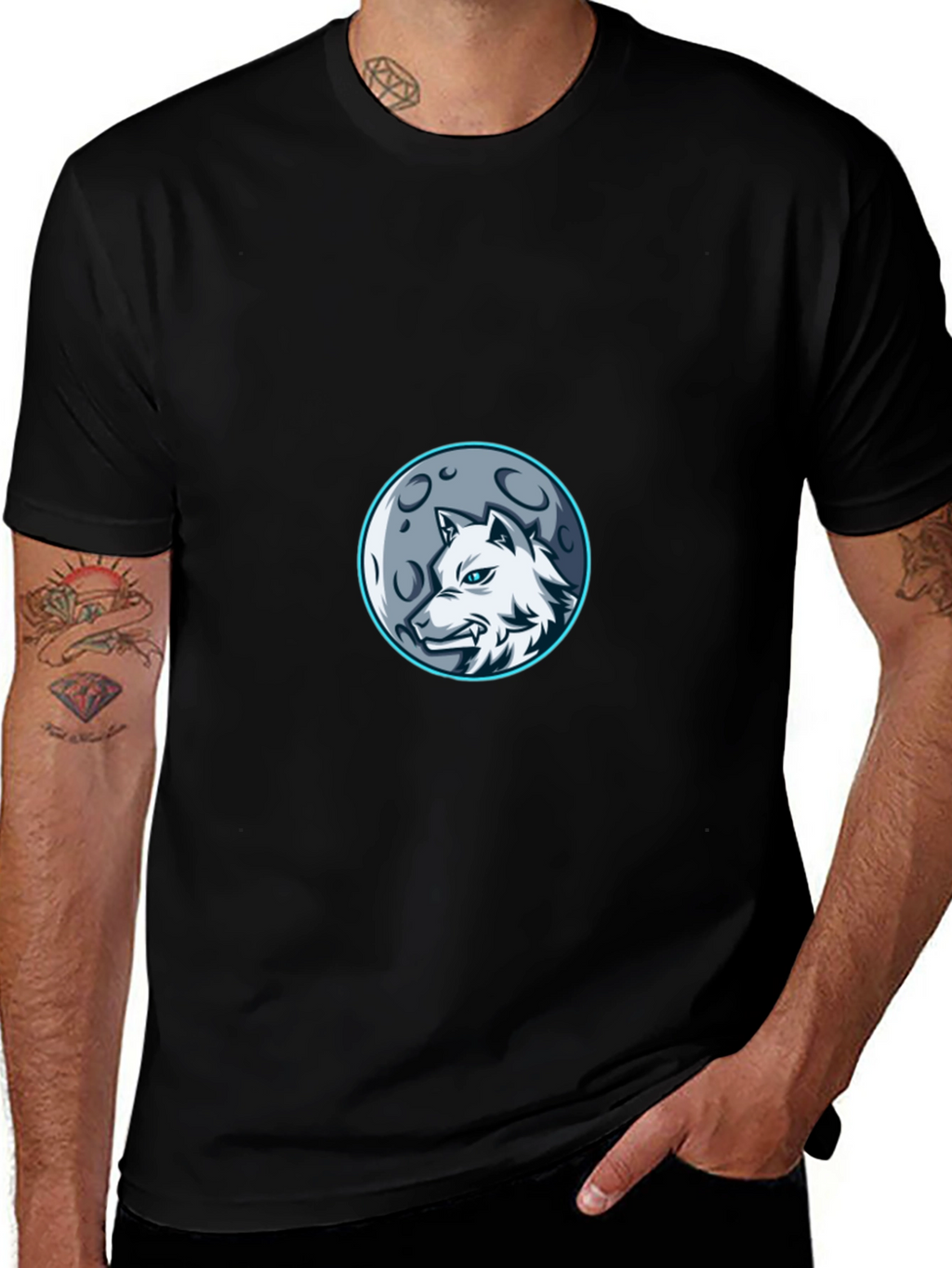 Wolf Moon Graphic Tee - Stylish Black T-Shirt