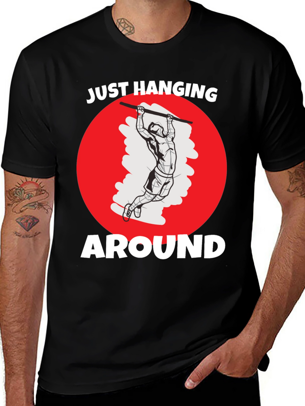 Just Hanging Around Mens Black Graphic Tee