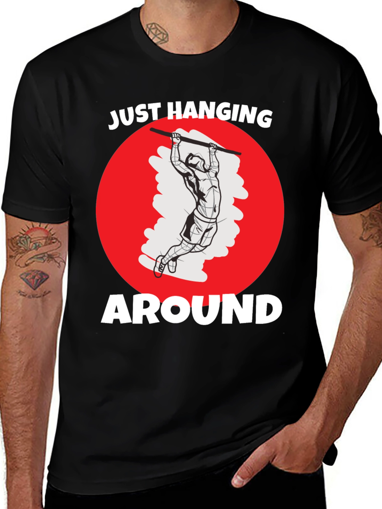 Just Hanging Around Mens Black Graphic Tee