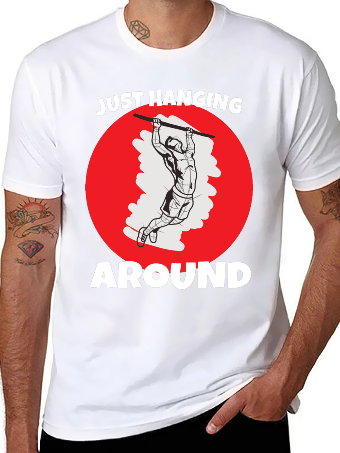 Just Hanging Around Mens Black Graphic Tee