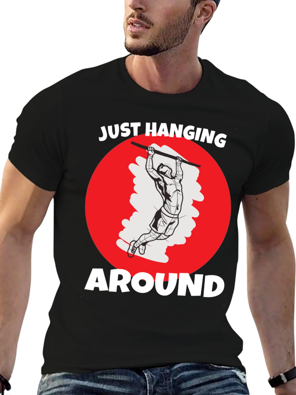 Just Hanging Around Mens Black Graphic Tee