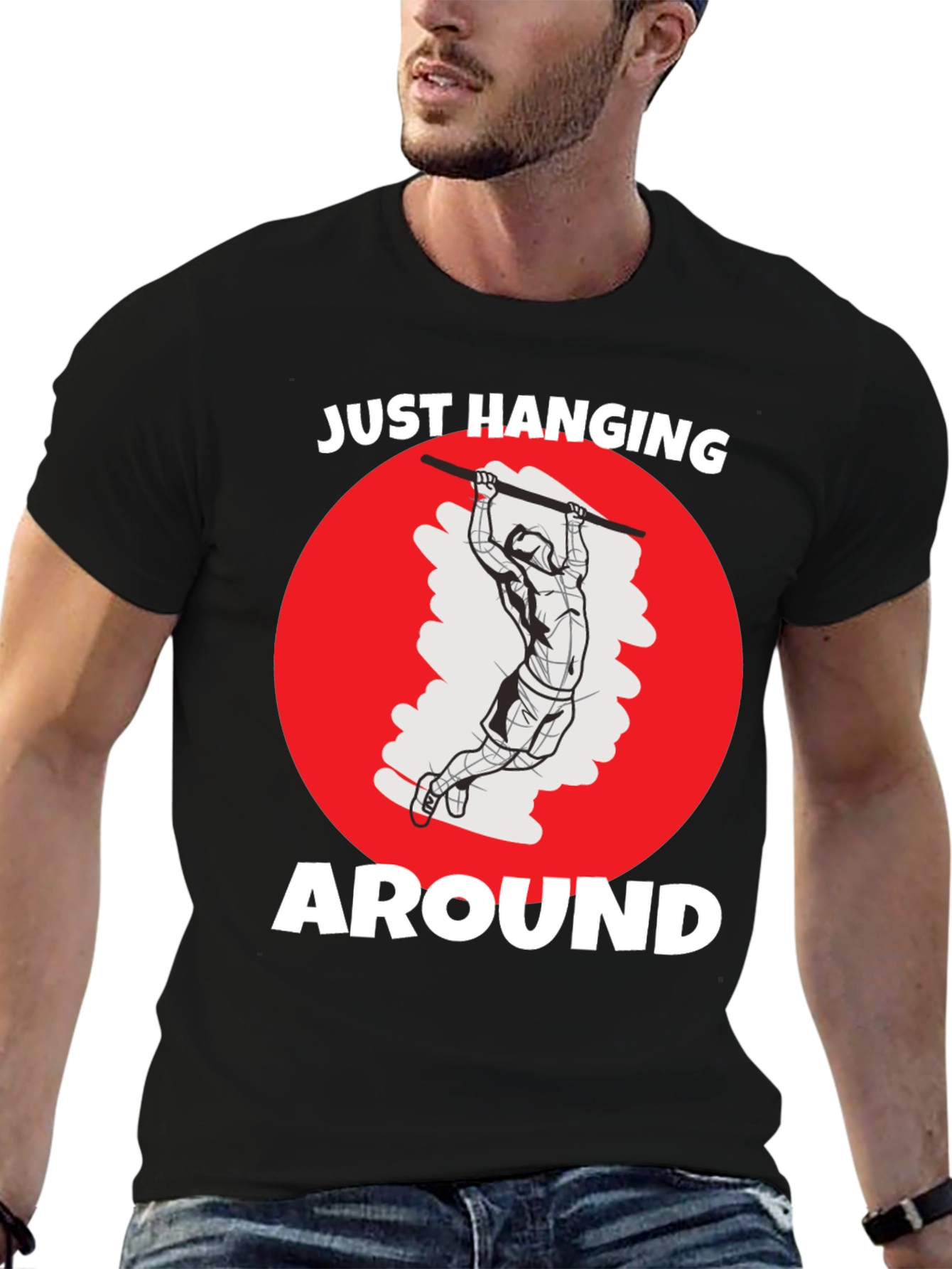 Just Hanging Around Mens Black Graphic Tee