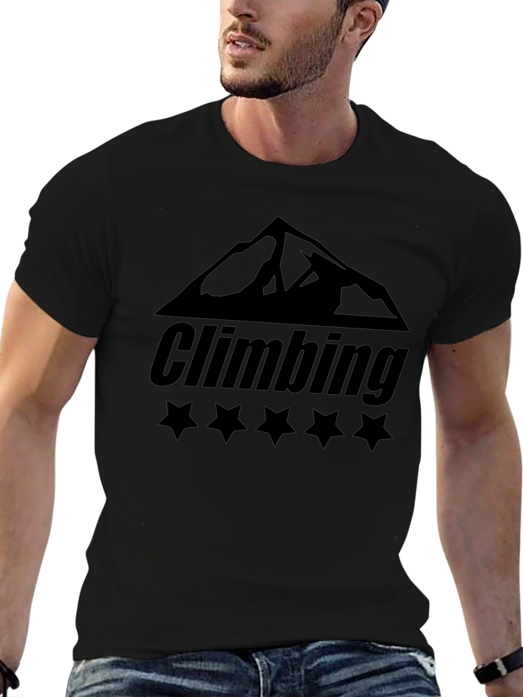 Climbing Mountain Graphic Black T-Shirt