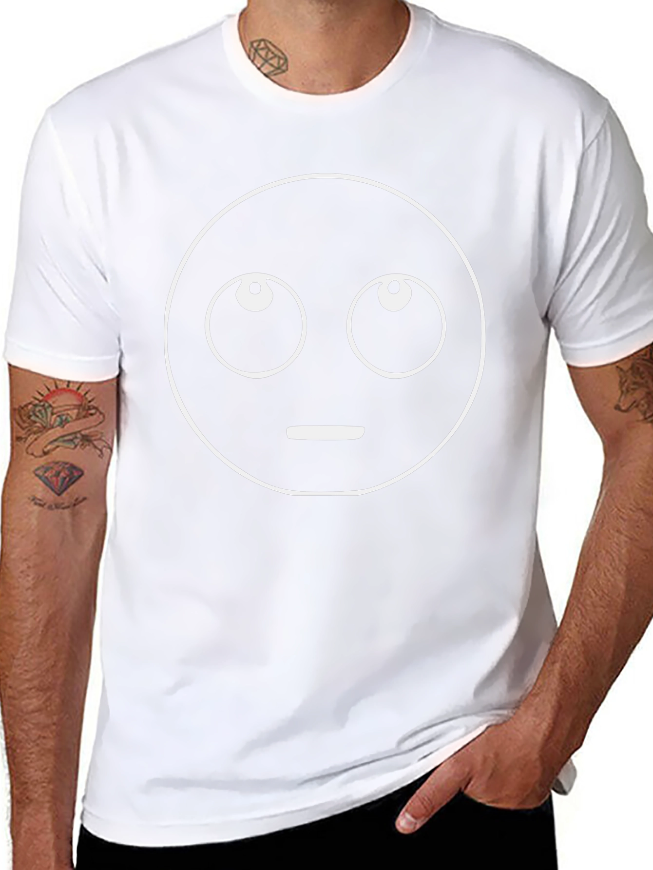 Looking Up Emoji Graphic Tee - Black Cotton Blend