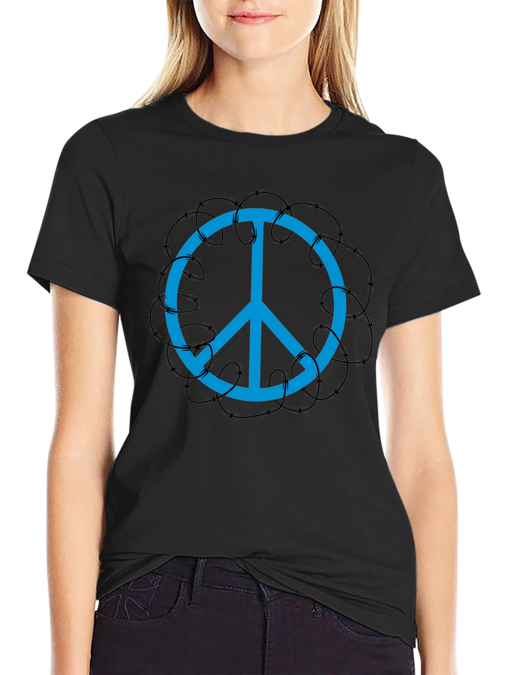 Peace Sign T-Shirt - Barbed Wire Design