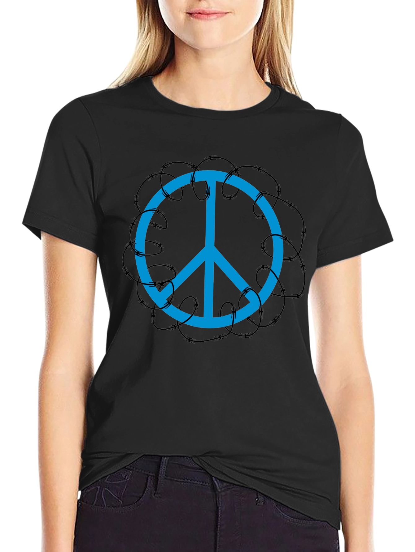Peace Sign T-Shirt - Barbed Wire Design