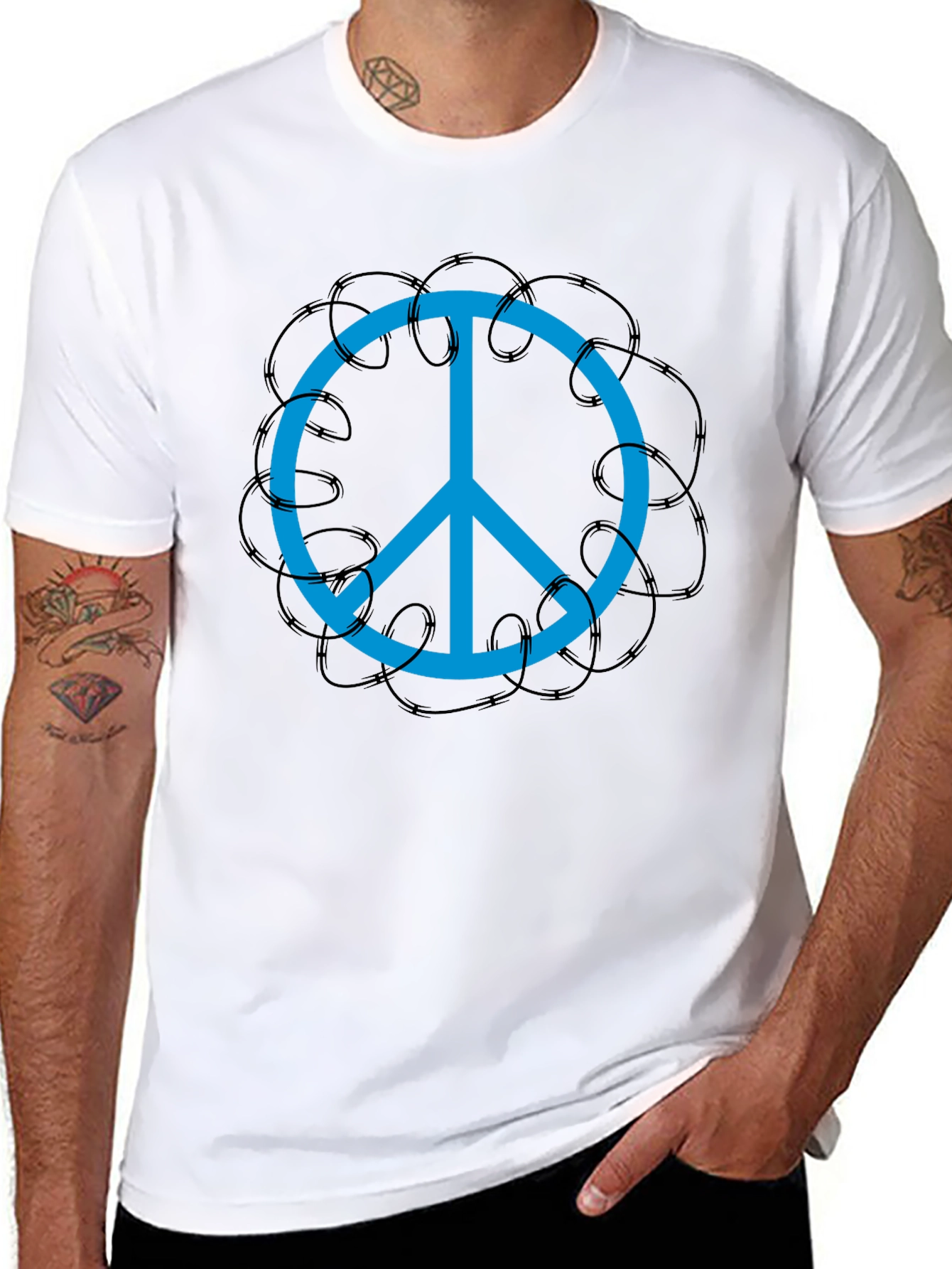 Peace Sign T-Shirt - Barbed Wire Design