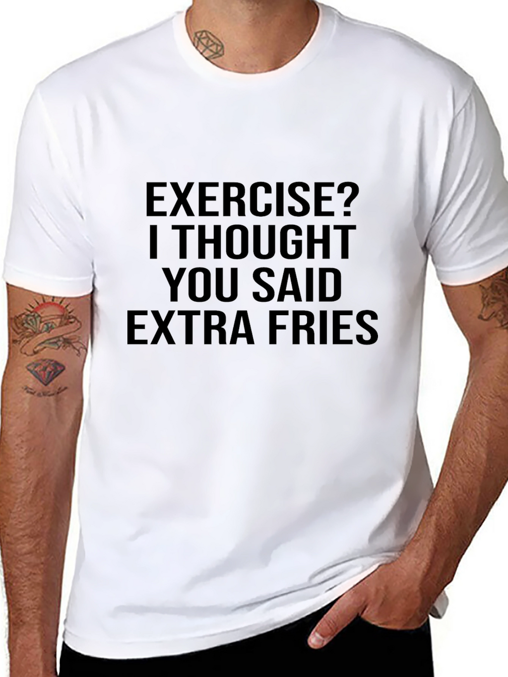 Exercise? Extra Fries T-Shirt - Funny Foodie Tee