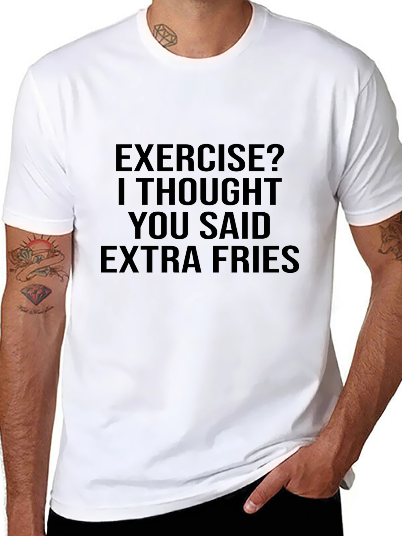 Exercise? Extra Fries T-Shirt - Funny Foodie Tee