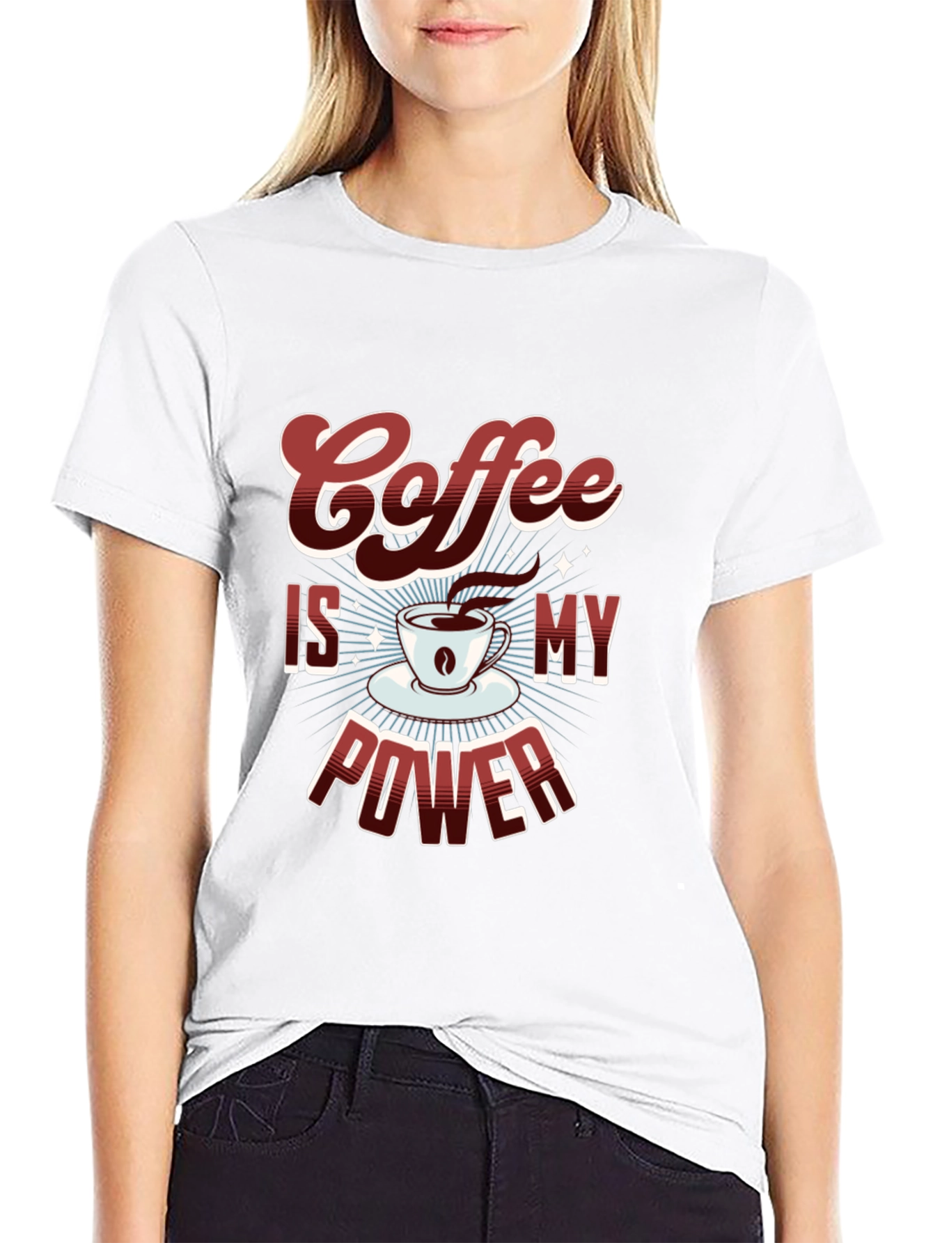 Coffee Is My Power Graphic T-Shirt - Black
