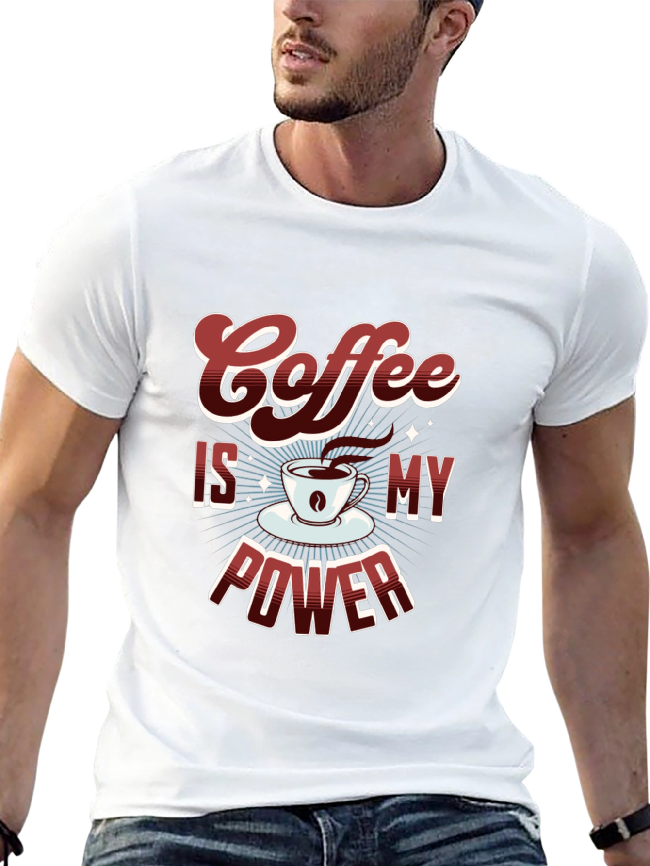 Coffee Is My Power Graphic T-Shirt - Black