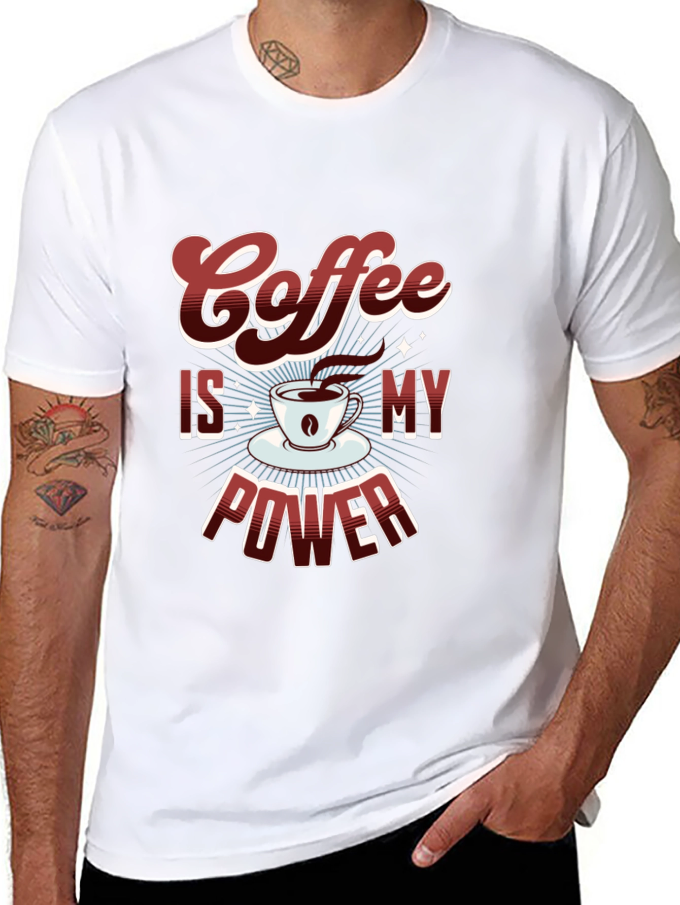 Coffee Is My Power Graphic T-Shirt - Black