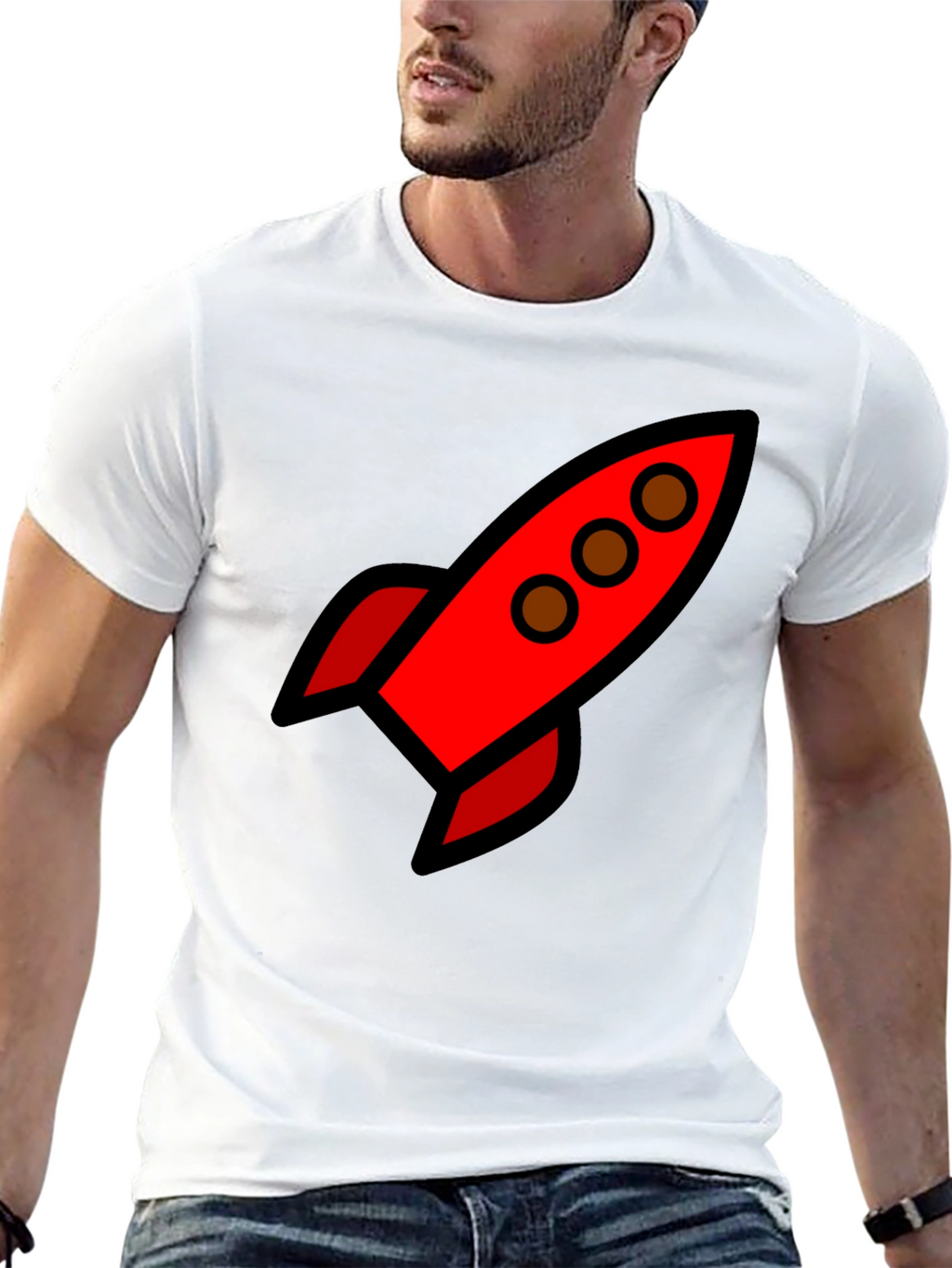 Retro Rocket Black T-Shirt
