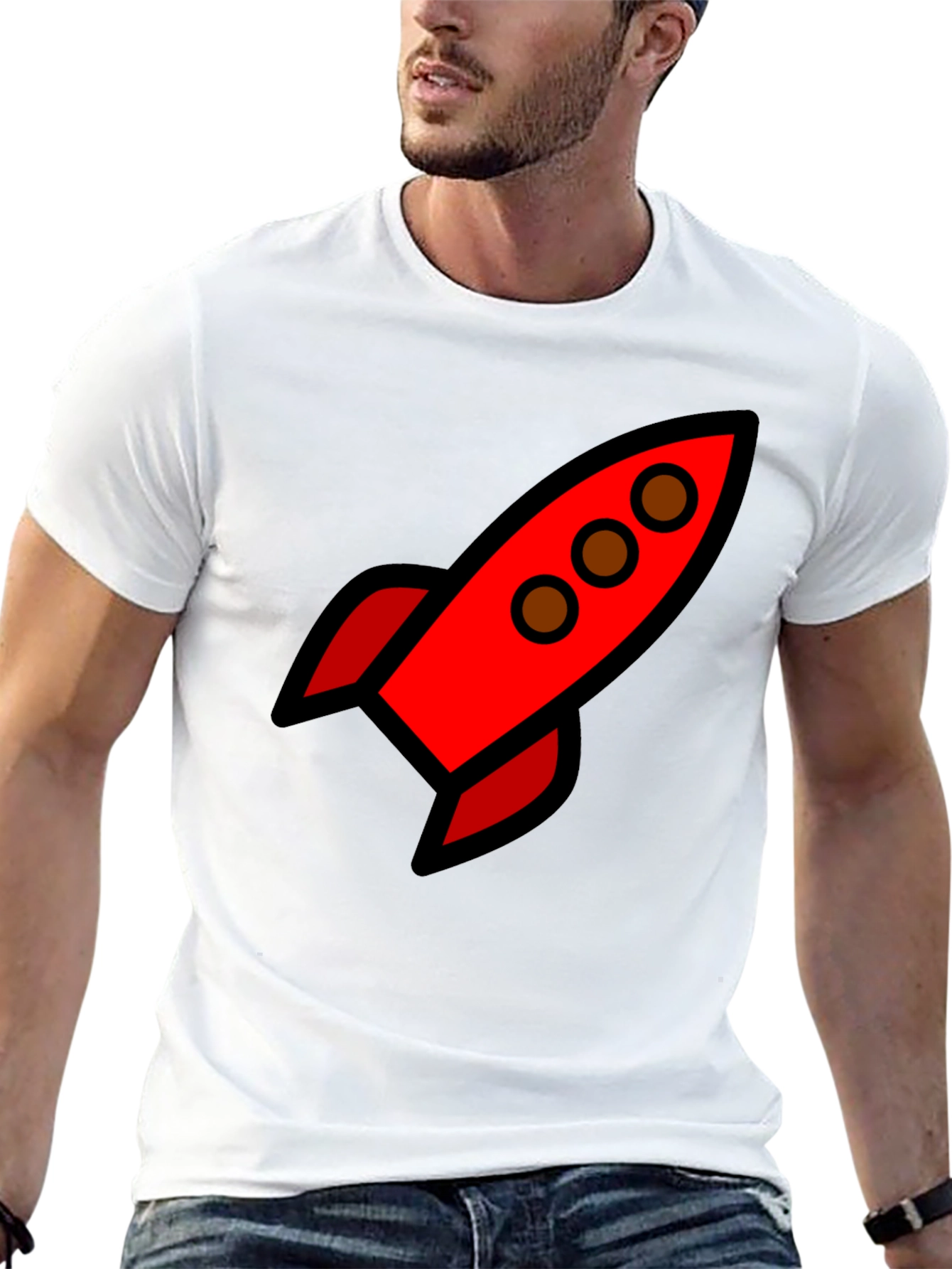 Retro Rocket Black T-Shirt