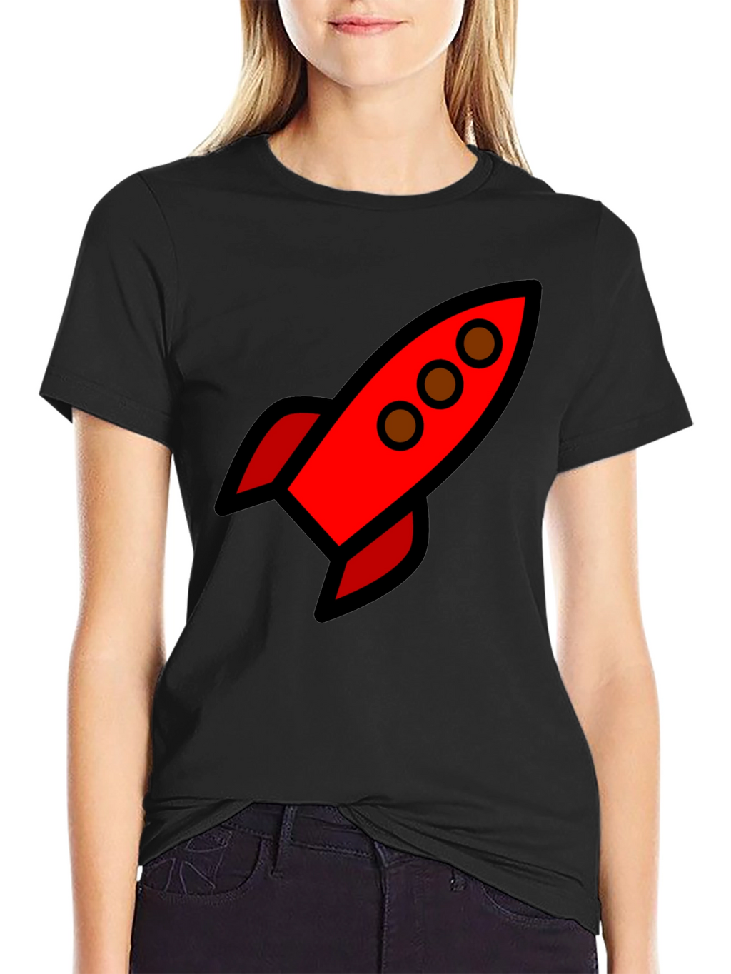 Retro Rocket Black T-Shirt