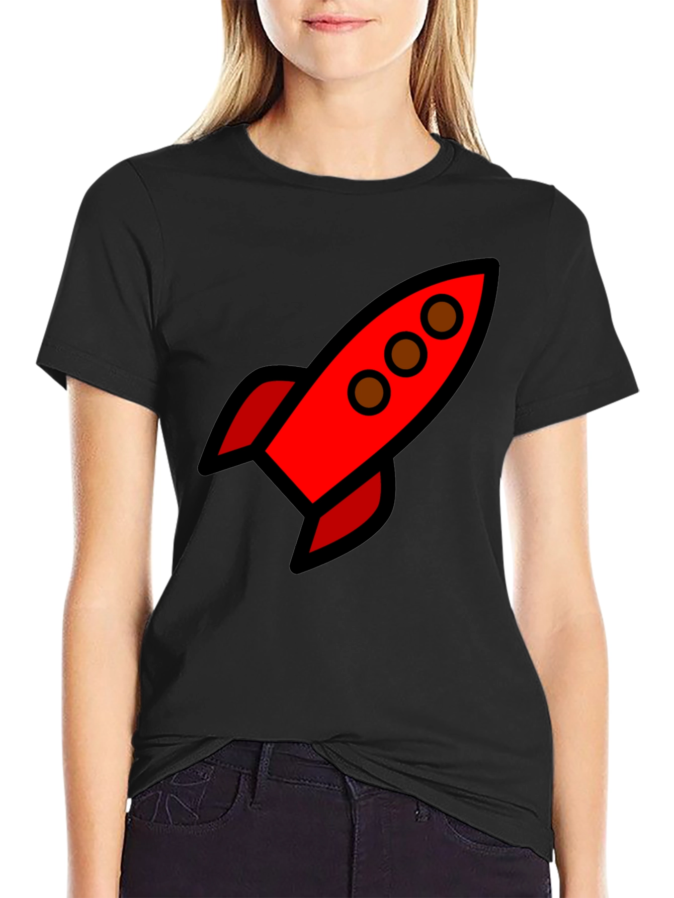 Retro Rocket Black T-Shirt