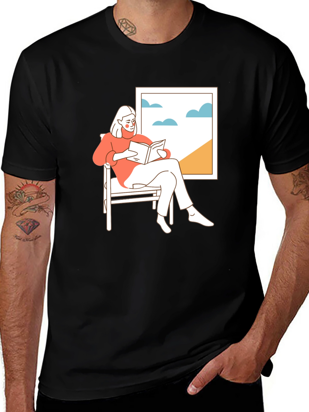 Relaxing Reader Black T-Shirt