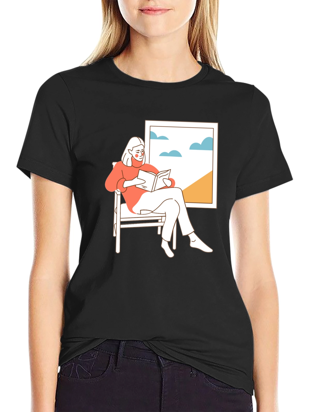 Relaxing Reader Black T-Shirt