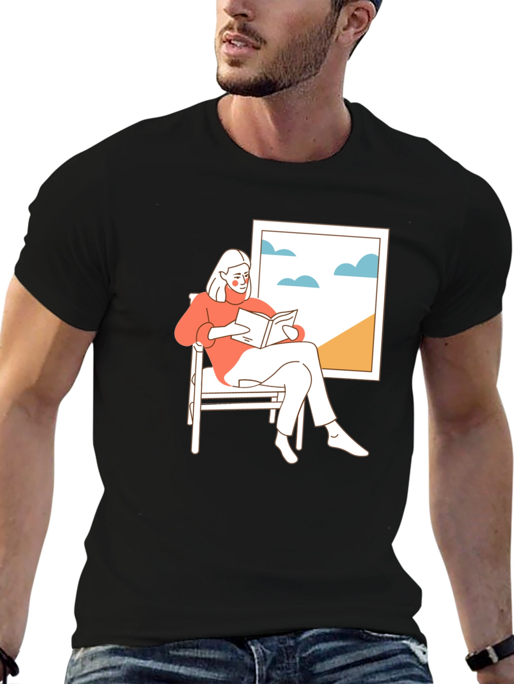 Relaxing Reader Black T-Shirt