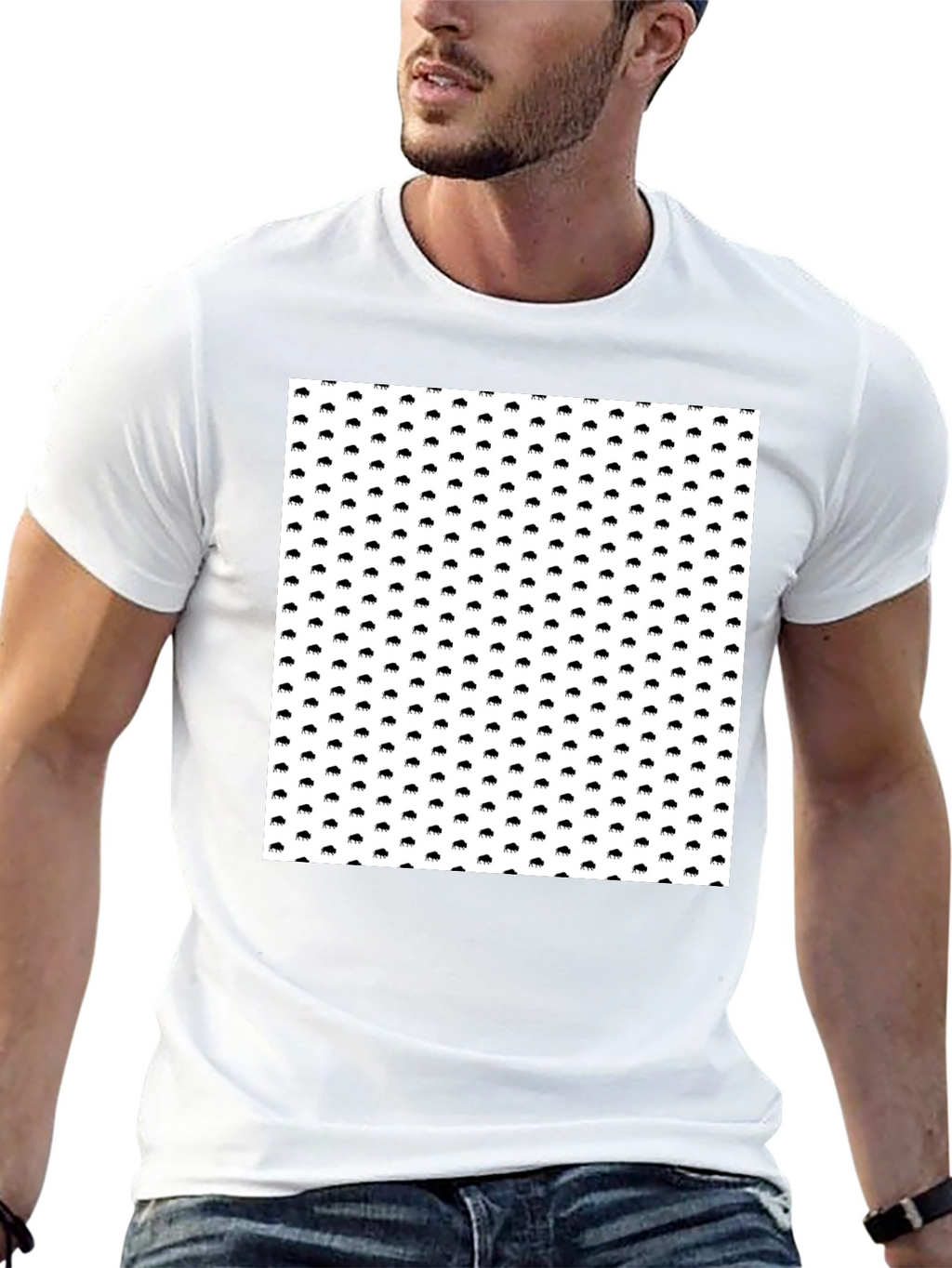 Modern Buffalo Print Black T-Shirt