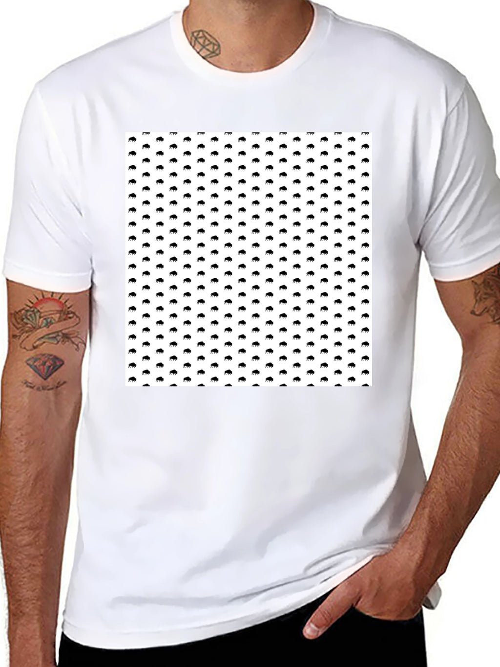 Modern Buffalo Print Black T-Shirt