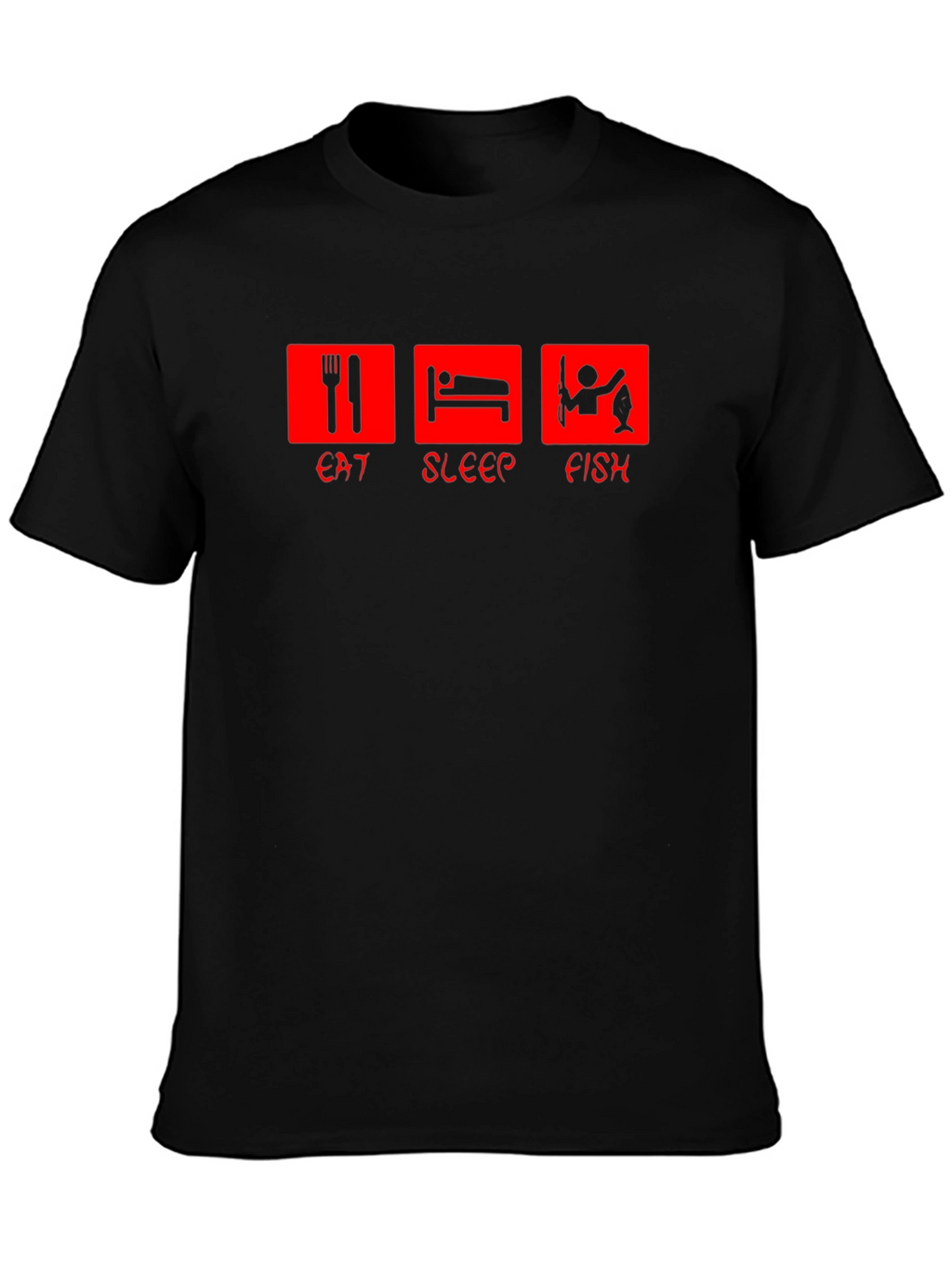 Eat Sleep Fish Graphic Tee - Black Cotton T-Shirt