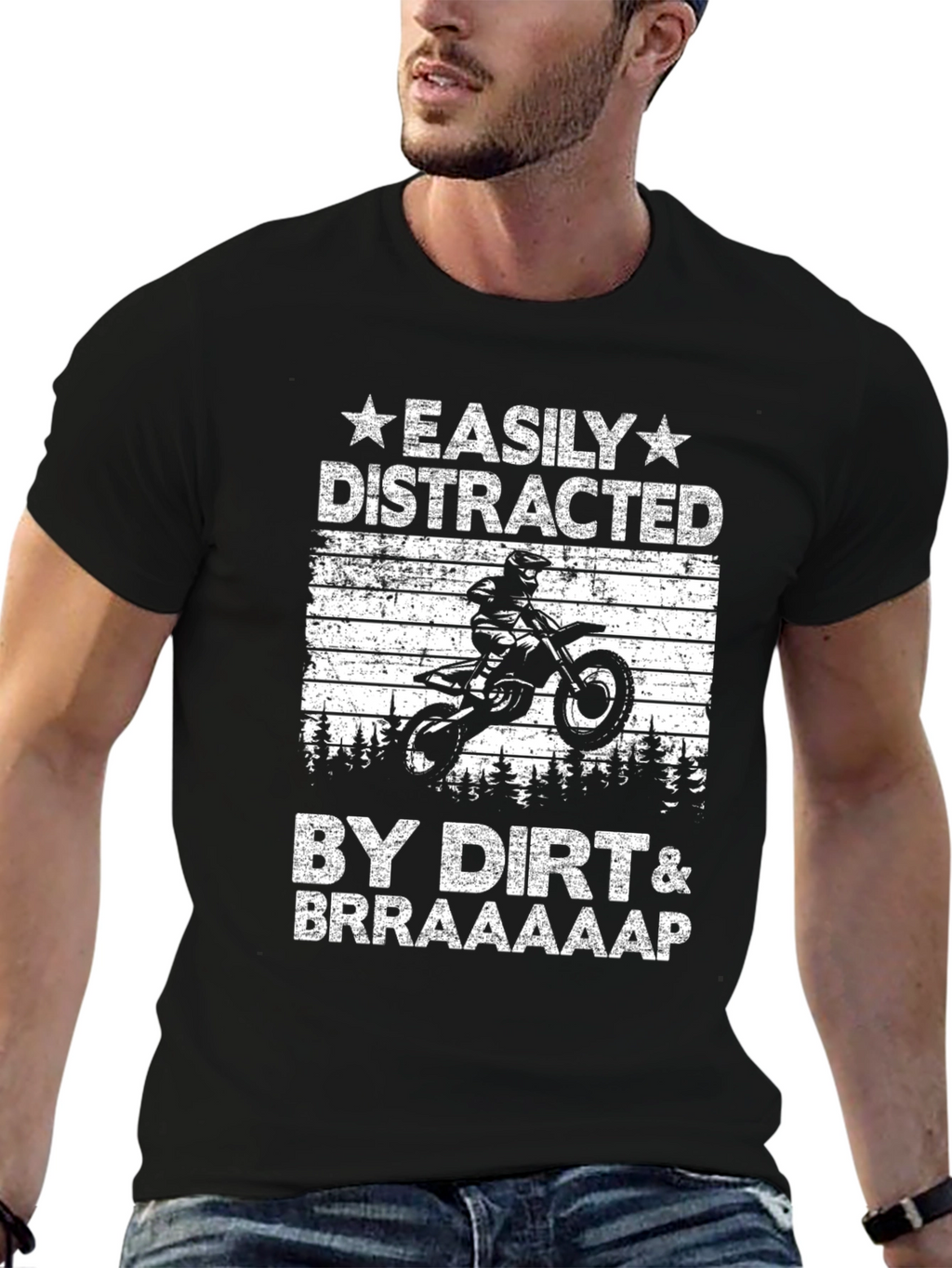 Easily Distracted By Dirt Bike Graphic Tee