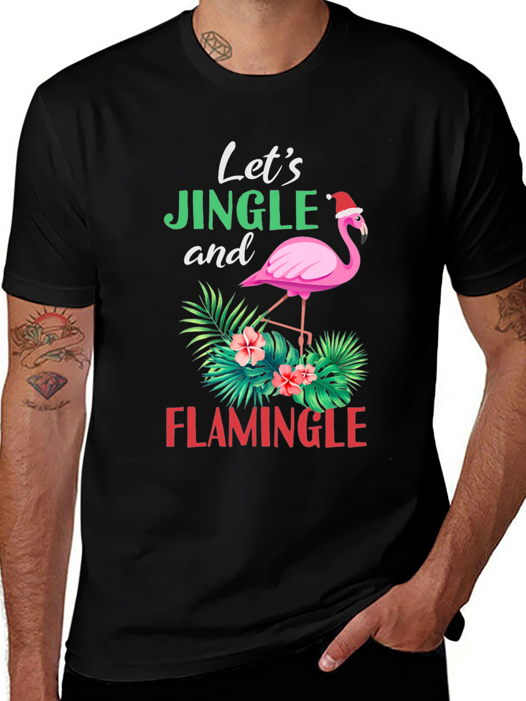 Lets Jingle and Flamingle Christmas Flamingo T-Shirt