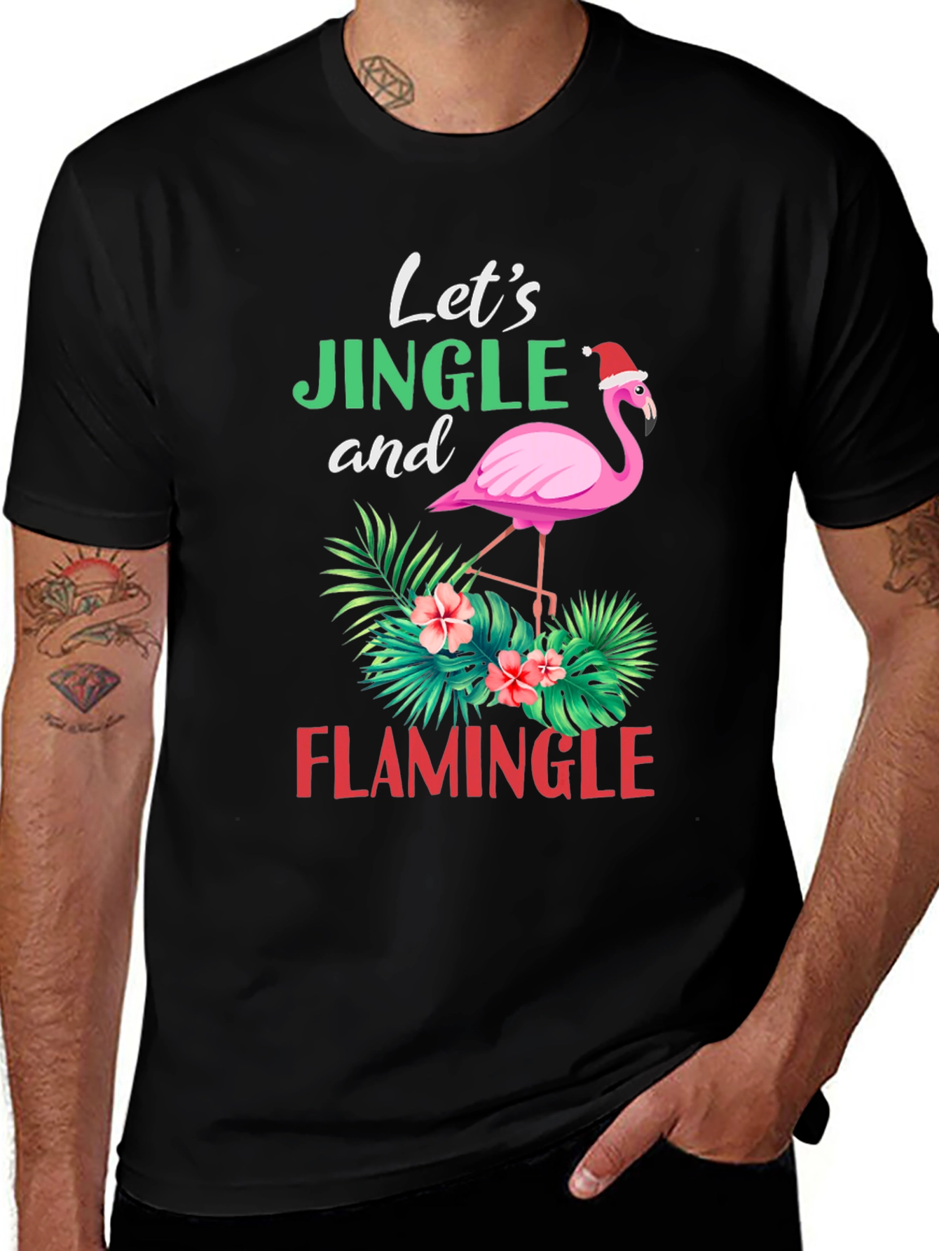 Lets Jingle and Flamingle Christmas Flamingo T-Shirt