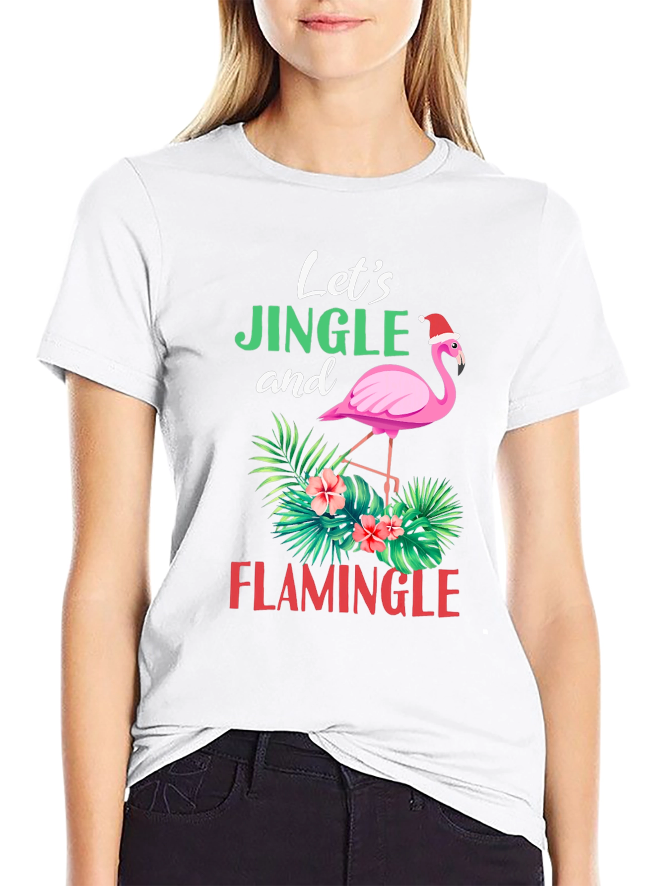 Lets Jingle and Flamingle Christmas Flamingo T-Shirt