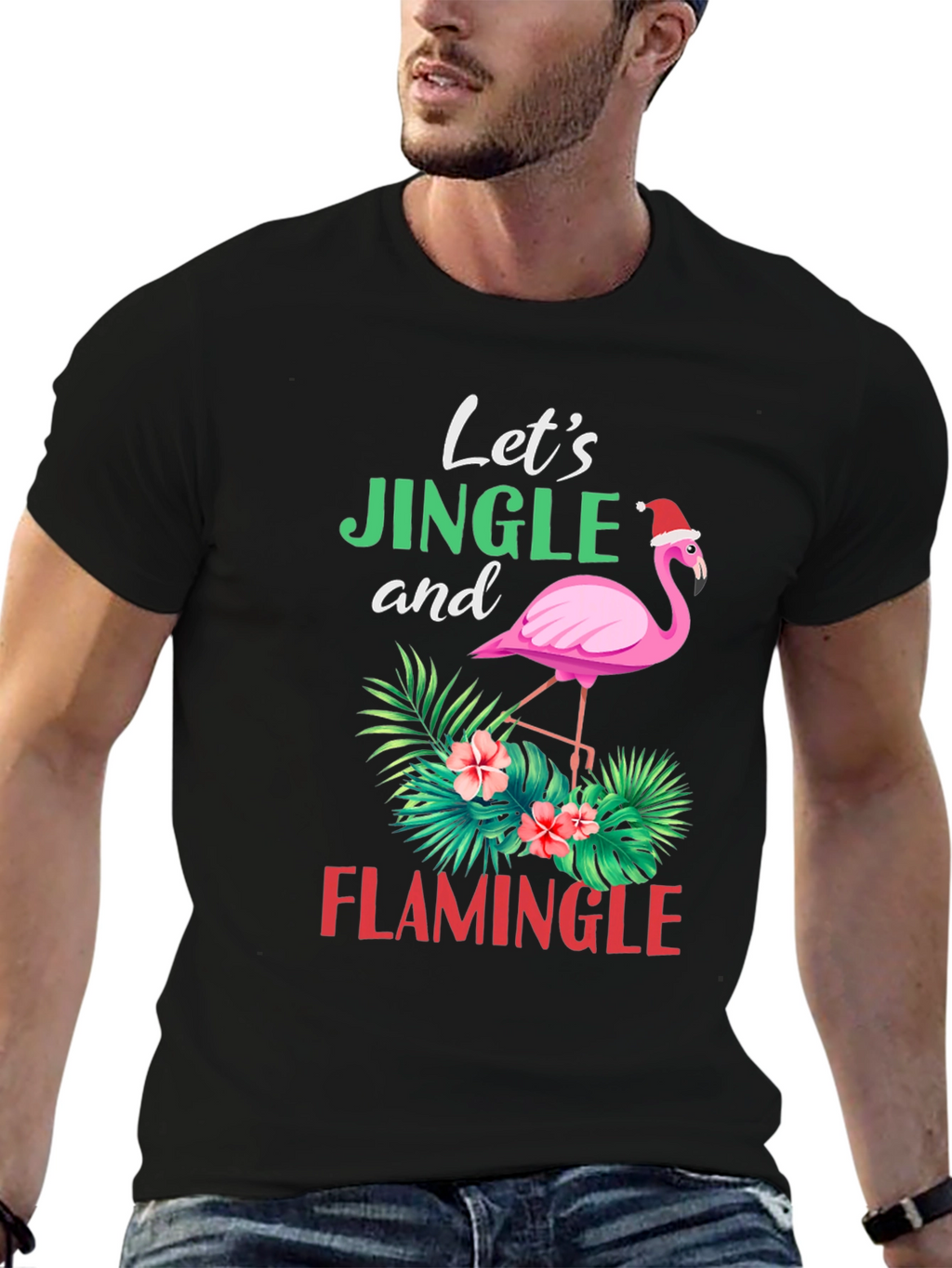 Lets Jingle and Flamingle Christmas Flamingo T-Shirt