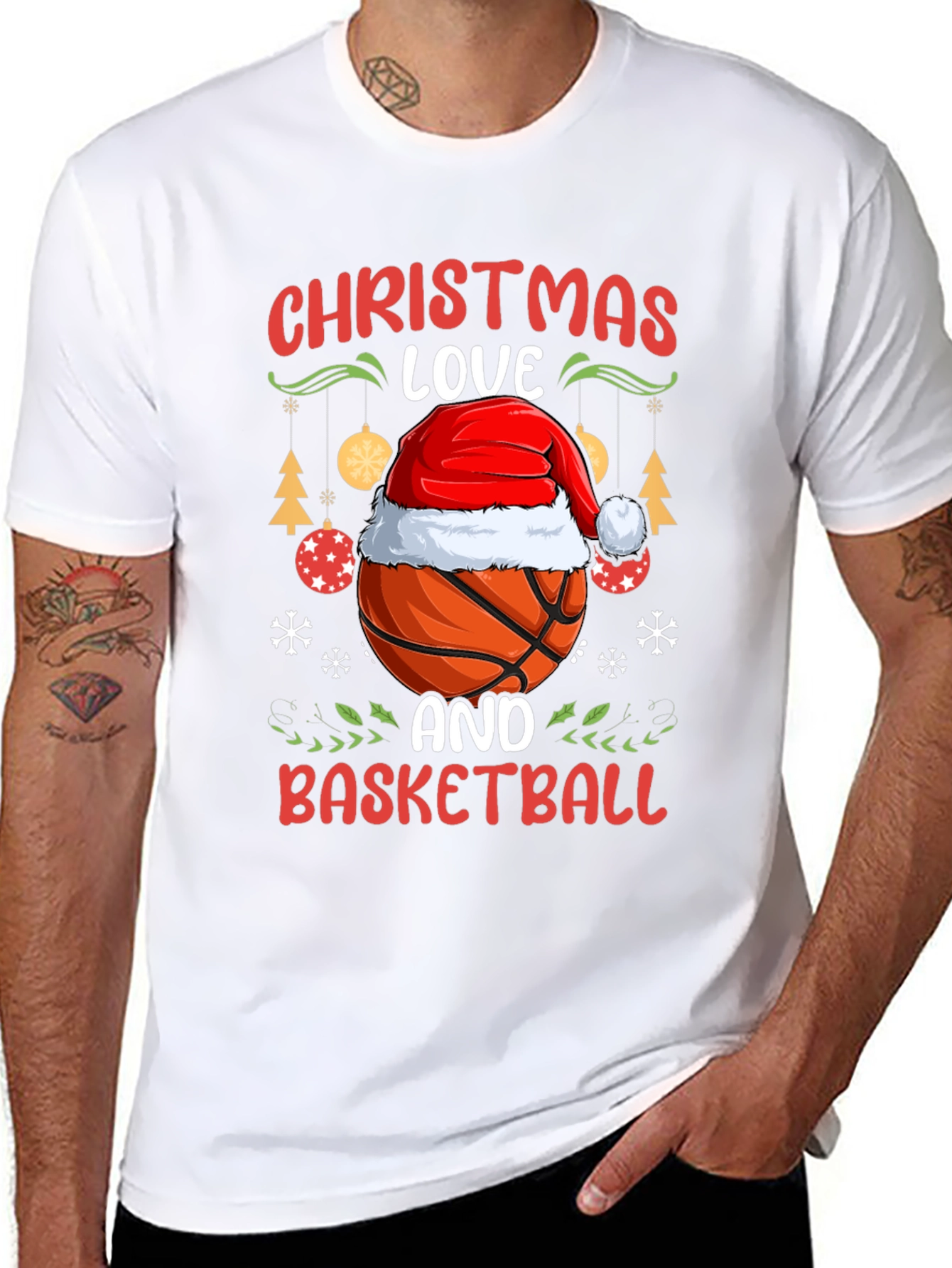 Christmas Love & Basketball Holiday Graphic Tee