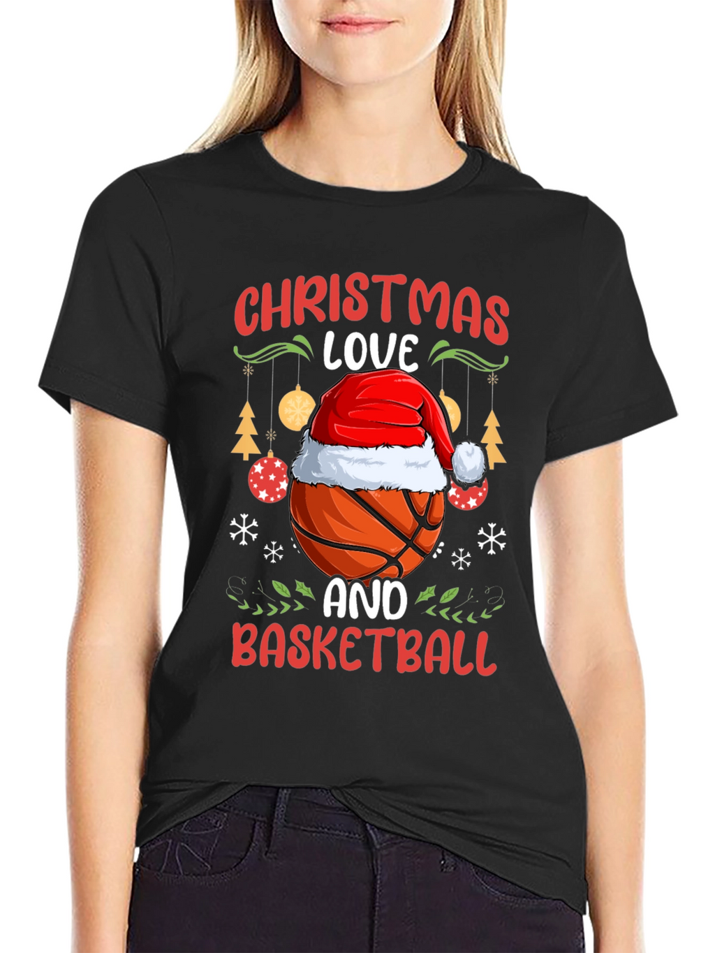 Christmas Love & Basketball Holiday Graphic Tee