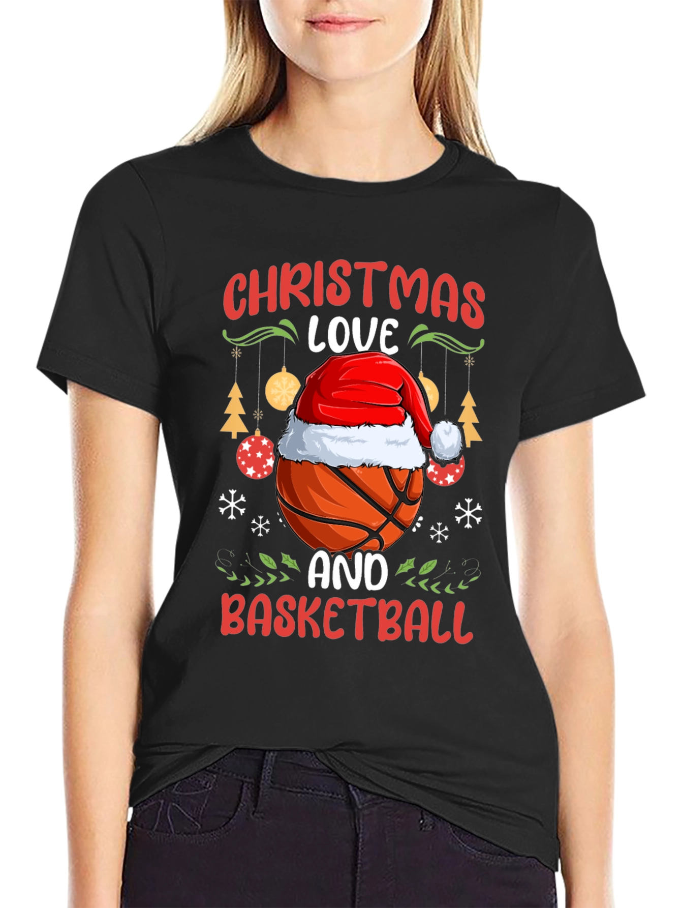 Christmas Love & Basketball Holiday Graphic Tee