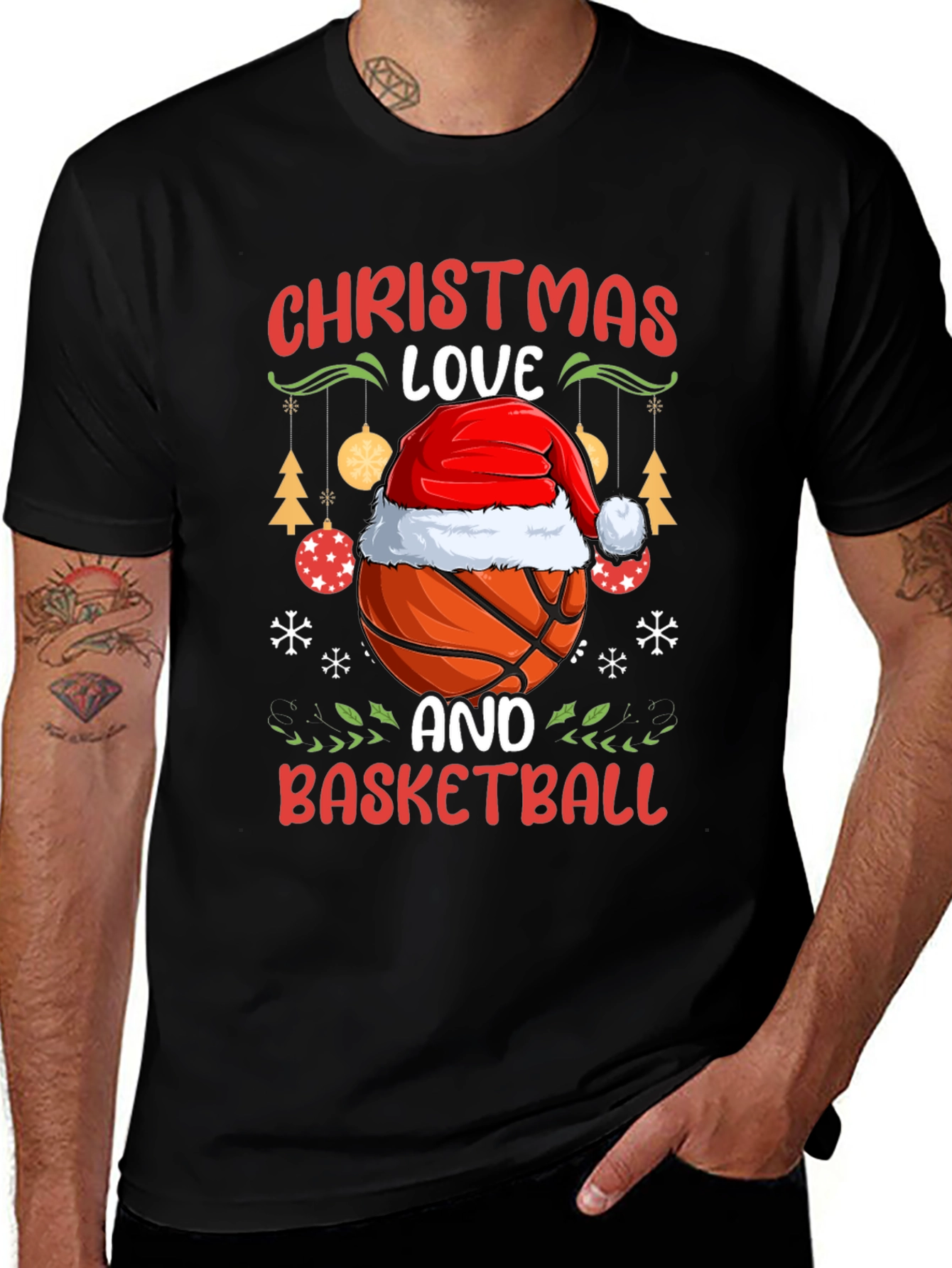 Christmas Love & Basketball Holiday Graphic Tee