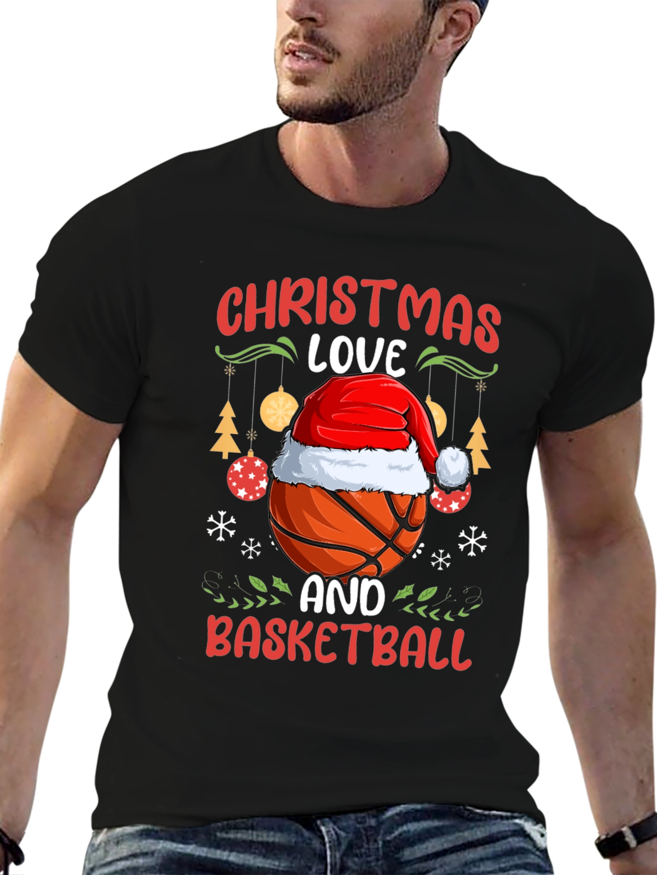 Christmas Love & Basketball Holiday Graphic Tee