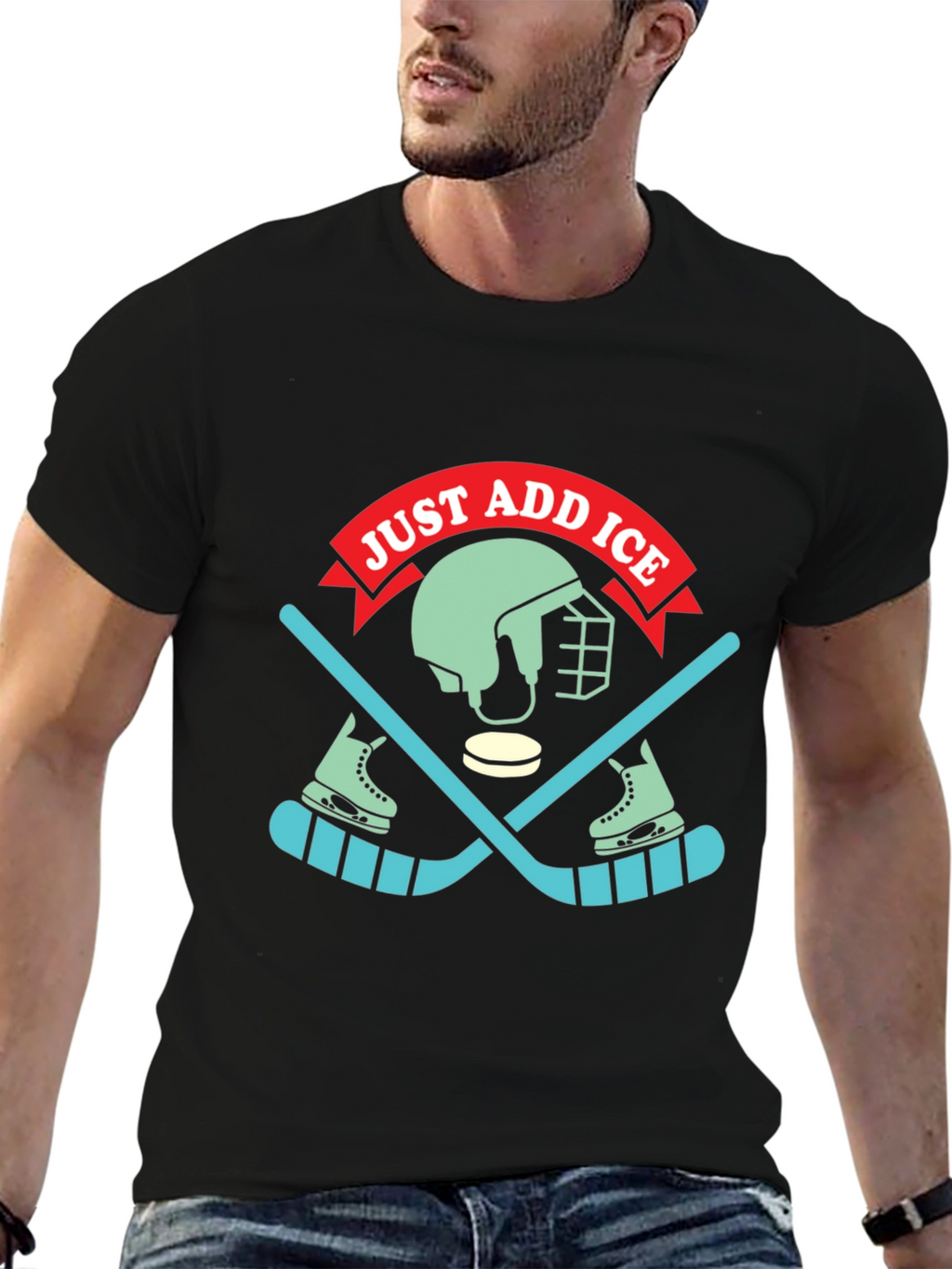 Just Add Ice Hockey Graphic T-Shirt