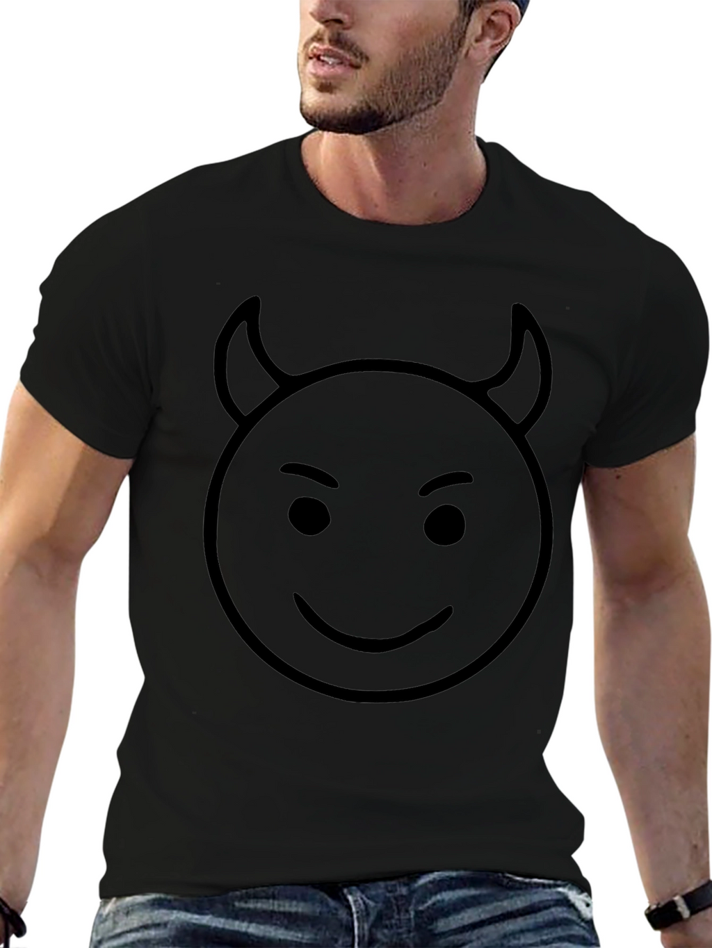Devil Emoji Graphic Black T-Shirt