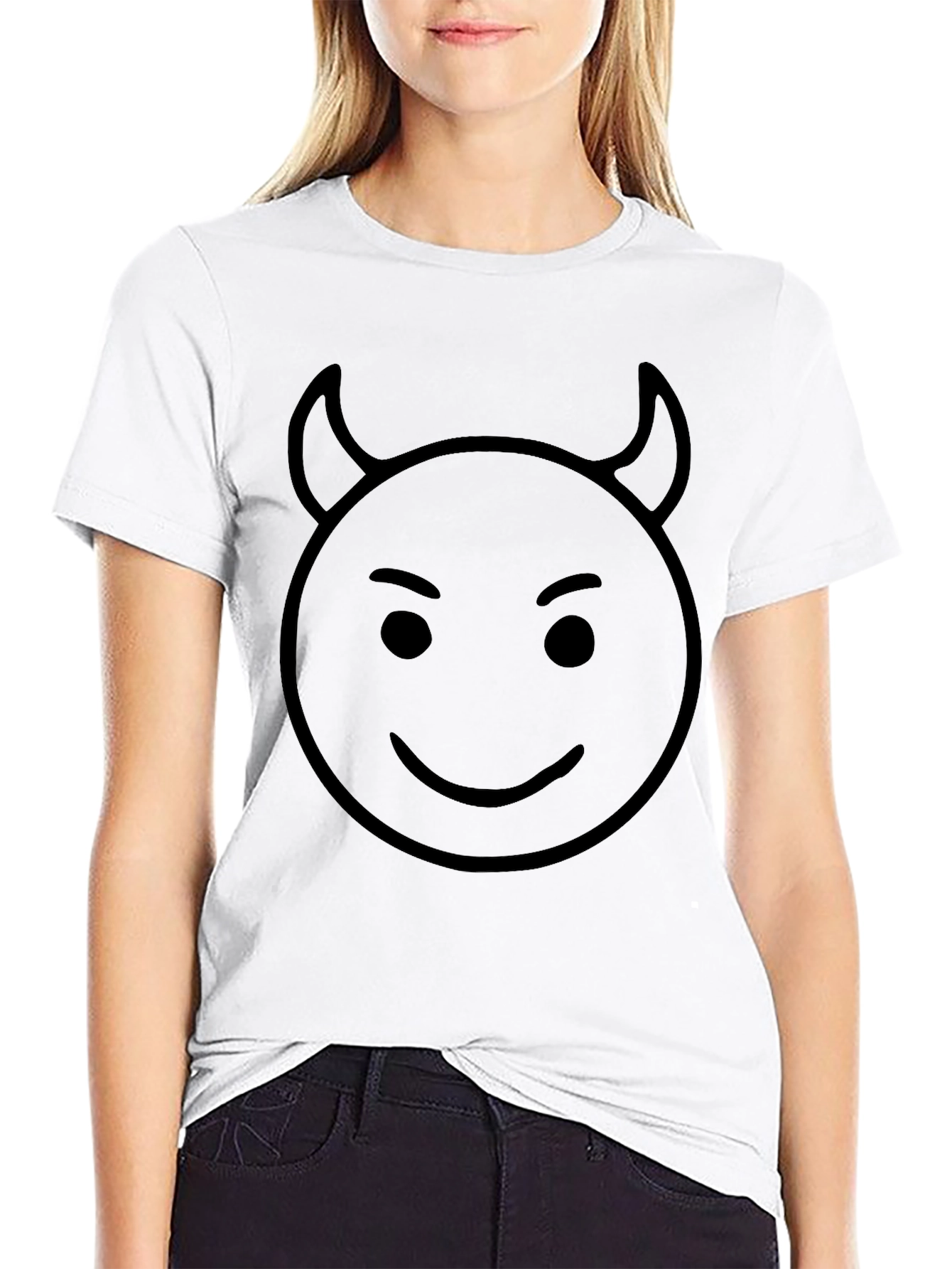 Devil Emoji Graphic Black T-Shirt