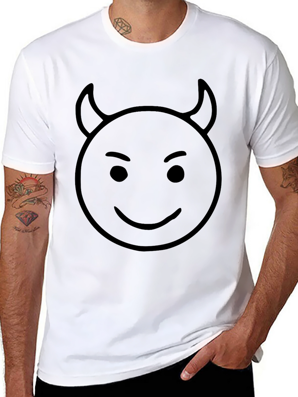 Devil Emoji Graphic Black T-Shirt