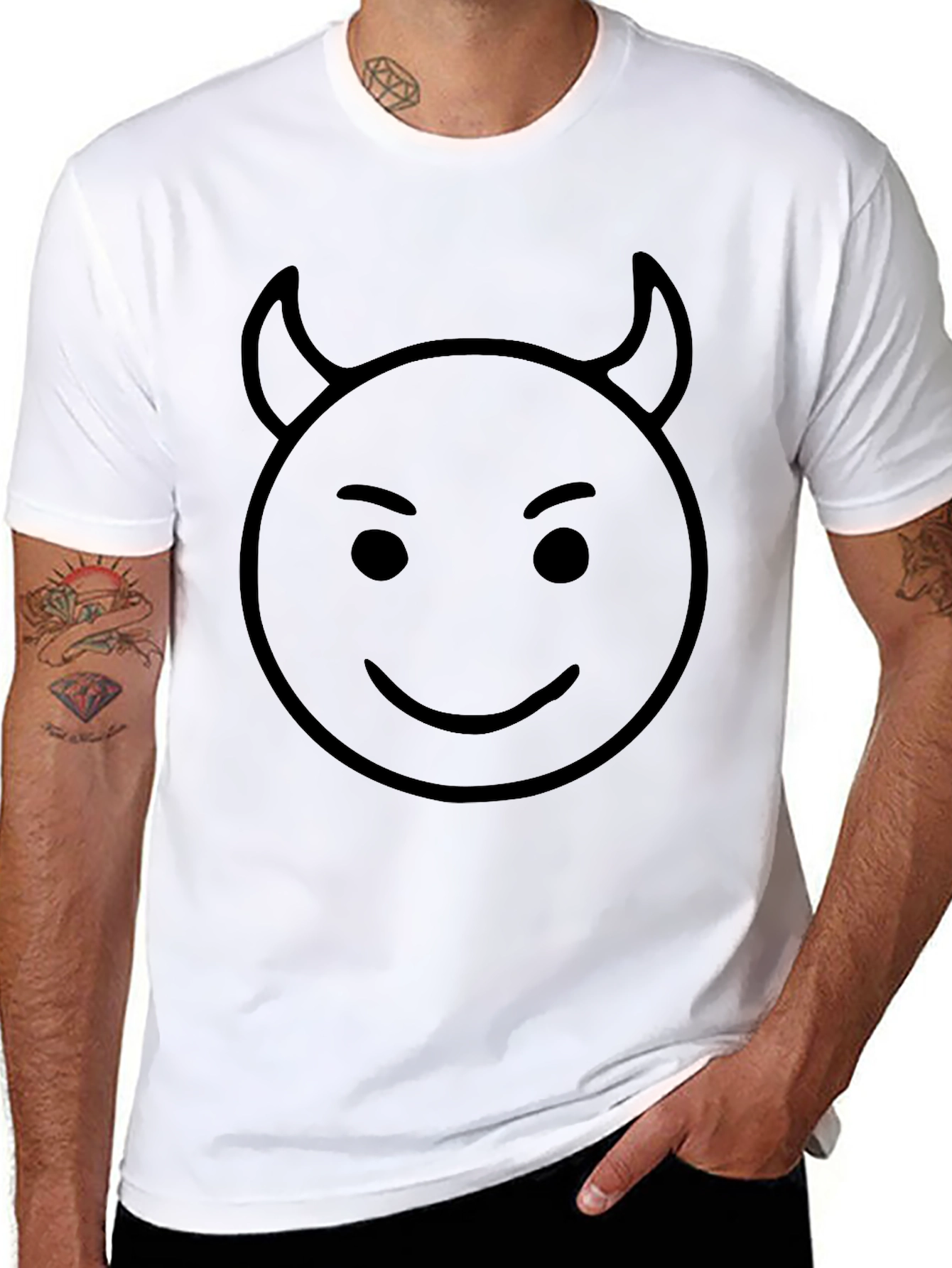 Devil Emoji Graphic Black T-Shirt