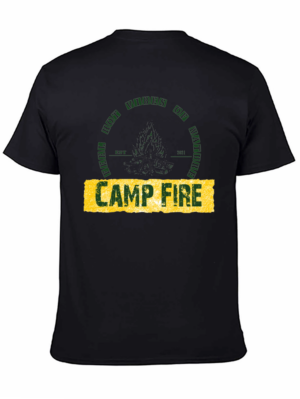 Campfire Nature Vibes Graphic Tee - Black Cotton T-Shirt