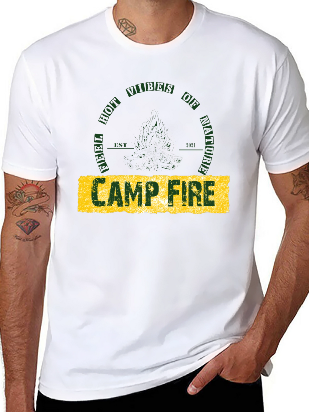 Campfire Nature Vibes Graphic Tee - Black Cotton T-Shirt