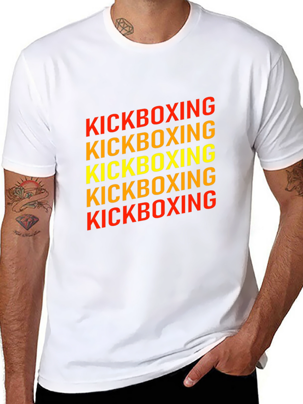Kickboxing Graphic Print Tee - Black