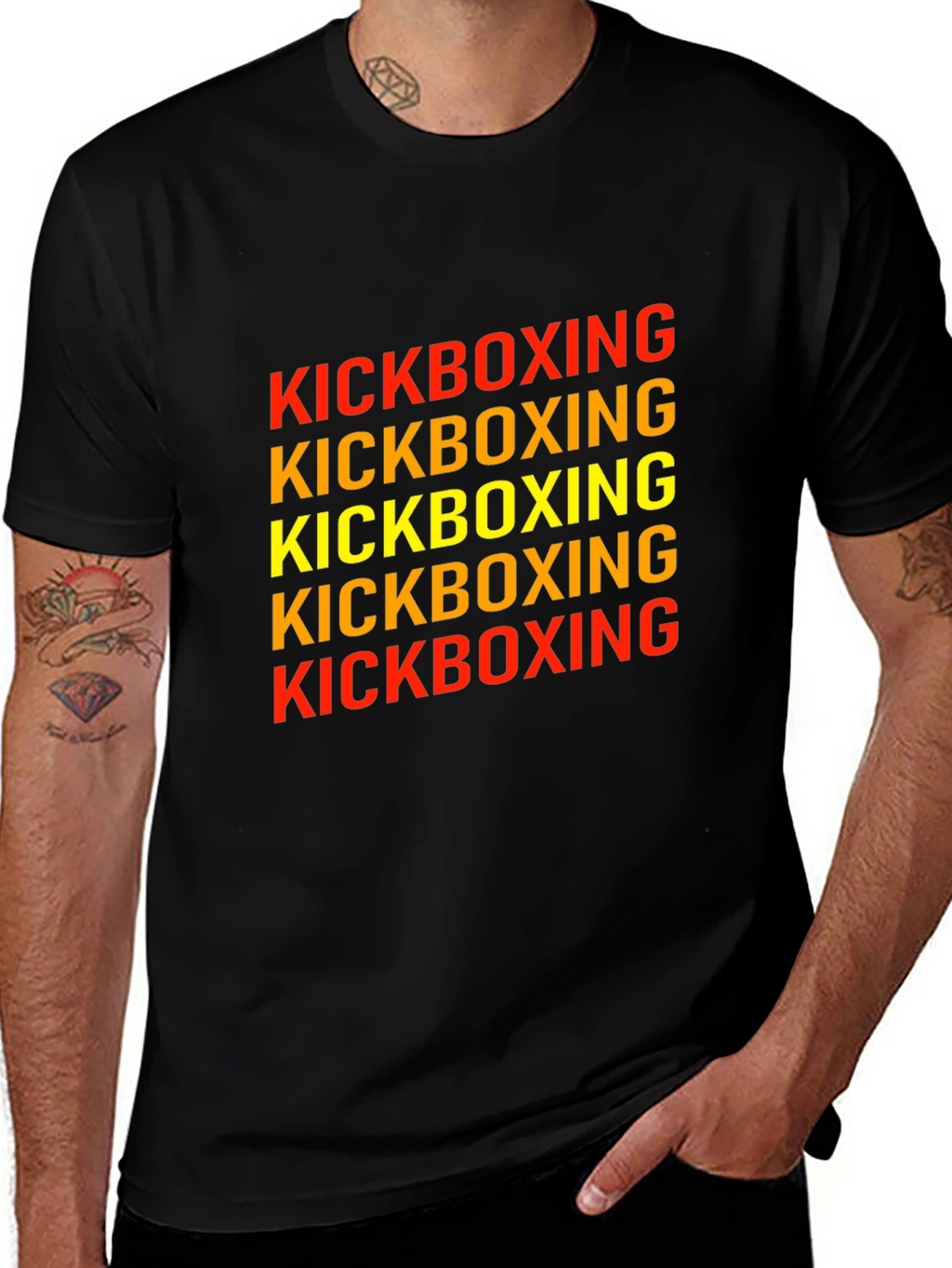 Kickboxing Graphic Print Tee - Black