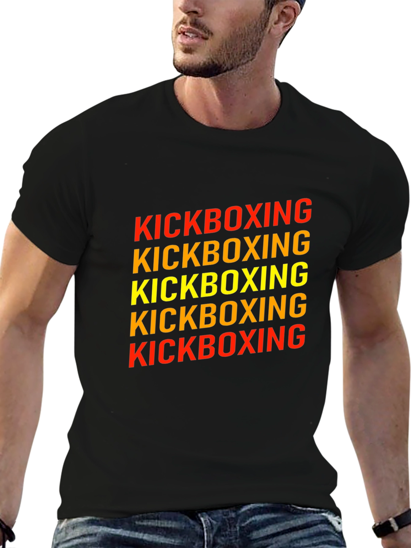 Kickboxing Graphic Print Tee - Black