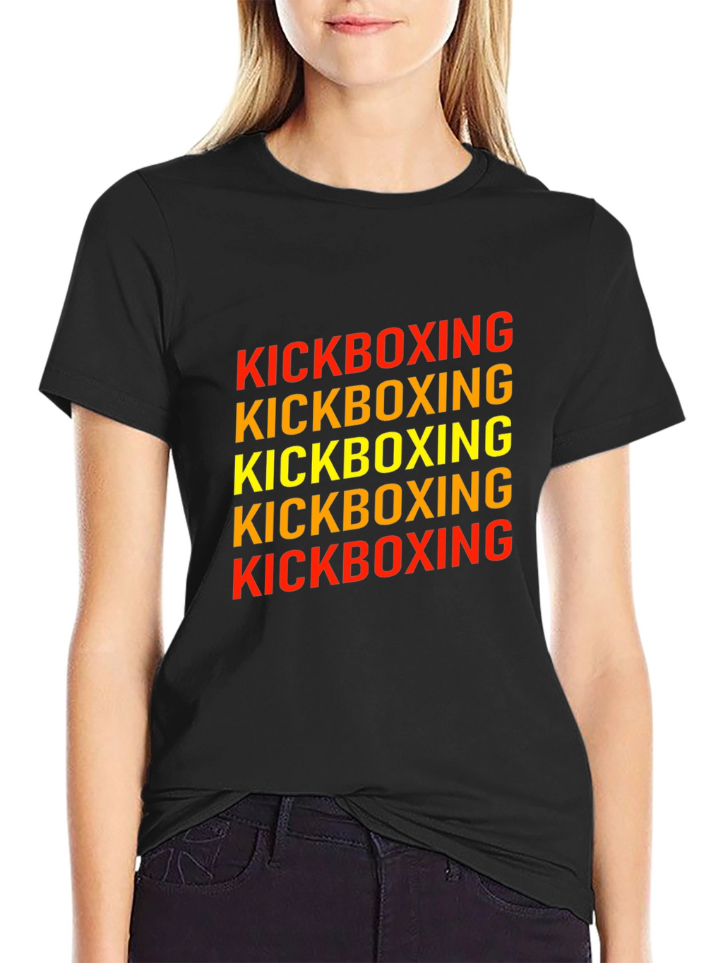 Kickboxing Graphic Print Tee - Black