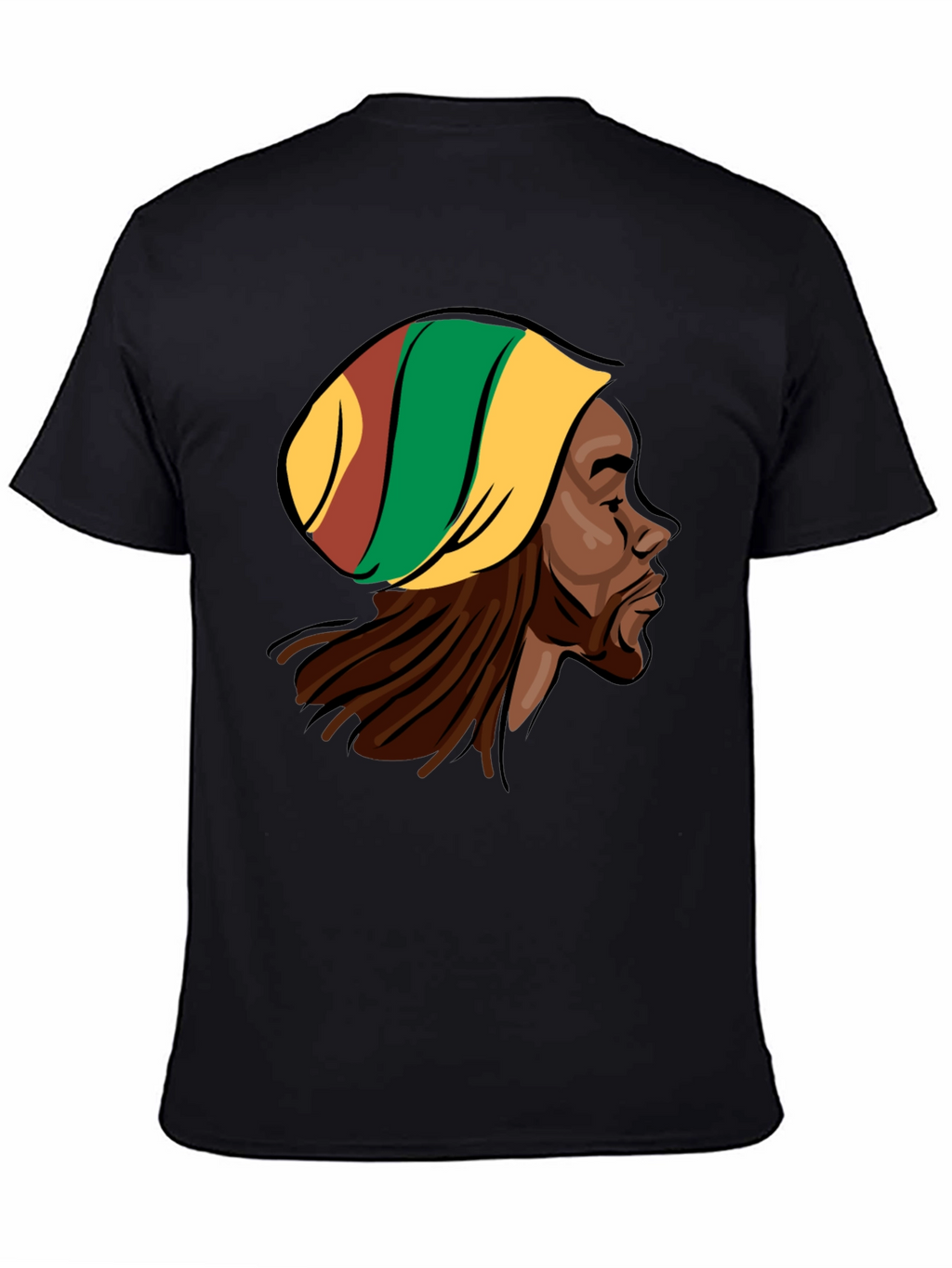 Rasta Man Graphic Tee - Black Cotton Blend